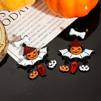 1 Pair Casual Simple Style Streetwear Geometric Pumpkin Enamel Alloy Drop Earrings sku image 15