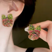 1 Pair Casual Simple Style Streetwear Flower Plating Alloy Ear Studs sku image 1