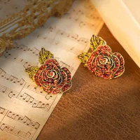 1 Pair Casual Simple Style Streetwear Flower Plating Alloy Ear Studs main image 3