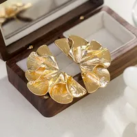 1 Pair Casual Simple Style Streetwear Leaf Plating Alloy Ear Studs main image 1