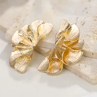1 Pair Casual Simple Style Streetwear Leaf Plating Alloy Ear Studs main image 4