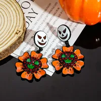 1 Pair Casual Simple Style Streetwear Geometric Pumpkin Enamel Alloy Drop Earrings sku image 18