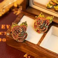 1 Pair Casual Simple Style Streetwear Flower Plating Alloy Ear Studs main image 5