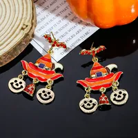 1 Pair Casual Simple Style Streetwear Geometric Pumpkin Enamel Alloy Drop Earrings sku image 25