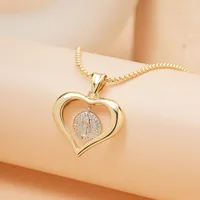 Copper 18K Gold Plated Heart Shape Zircon Pendant Necklace main image 1