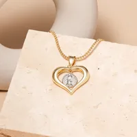 Copper 18K Gold Plated Heart Shape Zircon Pendant Necklace main image 4