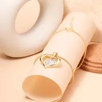 Copper 18K Gold Plated Heart Shape Zircon Pendant Necklace main image 5