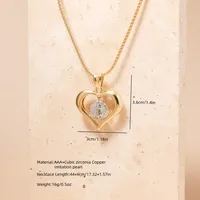 Copper 18K Gold Plated Heart Shape Zircon Pendant Necklace main image 2