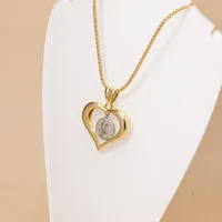 Copper 18K Gold Plated Heart Shape Zircon Pendant Necklace main image 3