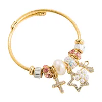 Casual Elegant Classic Style Cross Heart Shape Gold Plated Rhinestones 304 Stainless Steel Alloy Wholesale Bangle main image 6