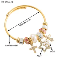 Casual Elegant Classic Style Cross Heart Shape Gold Plated Rhinestones 304 Stainless Steel Alloy Wholesale Bangle main image 2