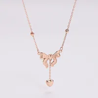 Wholesale Jewelry Queen Bridal Shiny Heart Shape Bow Knot 304 Stainless Steel Pendant Necklace main image 3