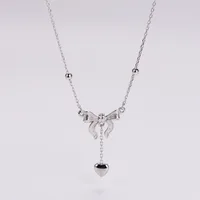 Wholesale Jewelry Queen Bridal Shiny Heart Shape Bow Knot 304 Stainless Steel Pendant Necklace main image 4
