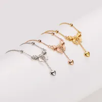Wholesale Jewelry Queen Bridal Shiny Heart Shape Bow Knot 304 Stainless Steel Pendant Necklace main image 6