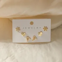 1 Set Simple Style Commute Geometric Inlay Copper Zircon 18K Gold Plated Ear Studs main image 2