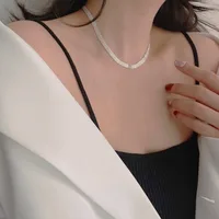 925 Sterling Silver Plating Geometric Long Necklace Necklace Choker main image 7