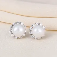 1 Pair Sterling Silver Pearl Geometric Ear Studs main image 4
