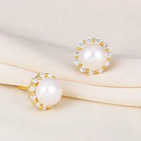 1 Pair Sterling Silver Pearl Geometric Ear Studs main image 1