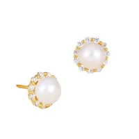 1 Pair Sterling Silver Pearl Geometric Ear Studs main image 2