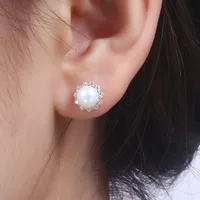 1 Pair Sterling Silver Pearl Geometric Ear Studs main image 3