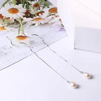 1 Pair 925 Sterling Silver Pearl Geometric Ear Line sku image 4