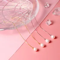1 Pair 925 Sterling Silver Pearl Geometric Ear Line main image 1