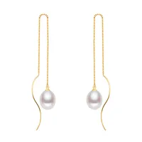 1 Pair 925 Sterling Silver Pearl Geometric Ear Line main image 2