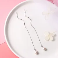 1 Pair 925 Sterling Silver Pearl Geometric Ear Line sku image 6