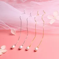 1 Pair 925 Sterling Silver Pearl Geometric Ear Line main image 3