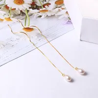 1 Pair 925 Sterling Silver Pearl Geometric Ear Line sku image 3