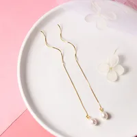 1 Pair 925 Sterling Silver Pearl Geometric Ear Line sku image 5