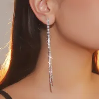 1 Pair Simple Style Geometric Plating Copper Rhinestones Drop Earrings main image 3