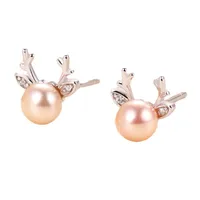 1 Pair 925 Sterling Silver Pearl Antlers Ear Studs main image 3