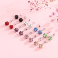 1 Pair 925 Sterling Silver Rhinestones Geometric Ear Studs main image 2