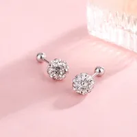 1 Pair 925 Sterling Silver Rhinestones Geometric Ear Studs sku image 1