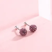 1 Pair 925 Sterling Silver Rhinestones Geometric Ear Studs sku image 3