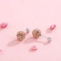 1 Pair 925 Sterling Silver Rhinestones Geometric Ear Studs sku image 4