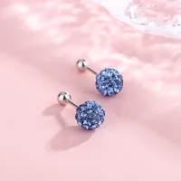 1 Pair 925 Sterling Silver Rhinestones Geometric Ear Studs sku image 7