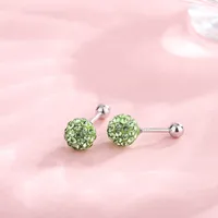 1 Pair 925 Sterling Silver Rhinestones Geometric Ear Studs sku image 8