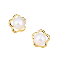 1 Pair 925 Sterling Silver Pearl Flower Ear Studs main image 3