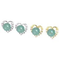 1 Pair 925 Sterling Silver Gem Heart Shape Ear Studs main image 4