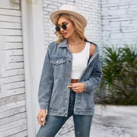 Women's Streetwear Color Block Single Breasted Denim Jacket main image 2
