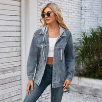 Women's Streetwear Color Block Single Breasted Denim Jacket main image 1