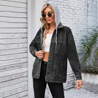 Women's Streetwear Color Block Single Breasted Denim Jacket main image 4