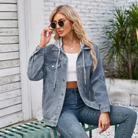 Women's Streetwear Color Block Single Breasted Denim Jacket main image 5