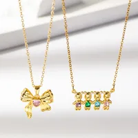 304 Stainless Steel 18K Gold Plated Cartoon Character Bow Knot Pendant Necklace main image 1