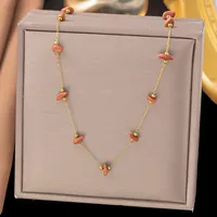 Titanium Steel Sweet Plating Printing Bracelets Necklace sku image 12