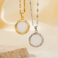 Elegant Simple Style Classic Style Round 304 Stainless Steel Copper Zircon K Gold Plated Rhodium Plated Women's Pendant Necklace main image 3