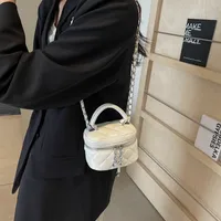 Women's Mini Pu Leather Solid Color Streetwear Bucket Zipper Shoulder Bag Handbag Crossbody Bag sku image 1