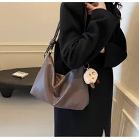 Women's Large Pu Leather Solid Color Streetwear Dumpling Shape Zipper Shoulder Bag main image 1